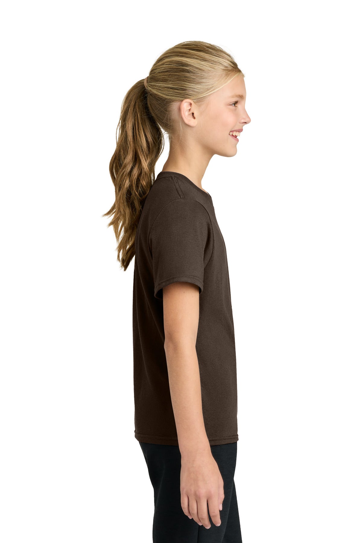 Port & Co Youth Easy Cotton Tee PC43Y - Dark Chocolate Brown - side