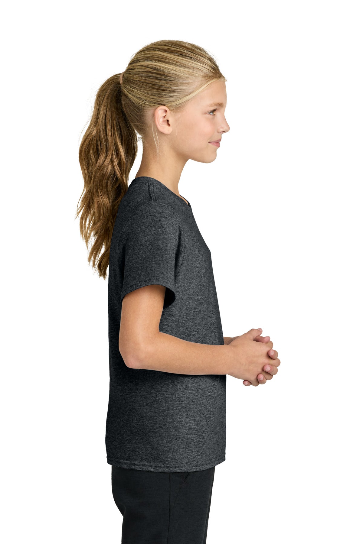 Port & Co Youth Easy Cotton Tee PC43Y - Dark Heather Grey - side