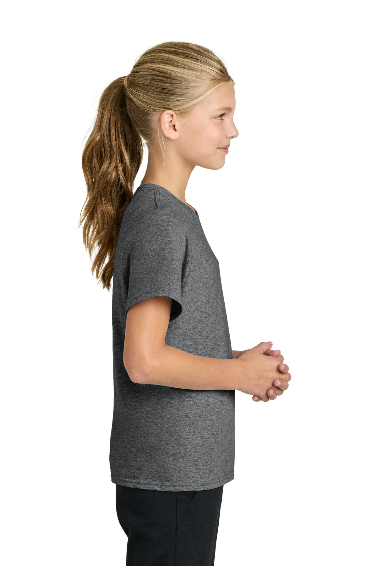 Port & Co Youth Easy Cotton Tee PC43Y - Graphite Heather - side