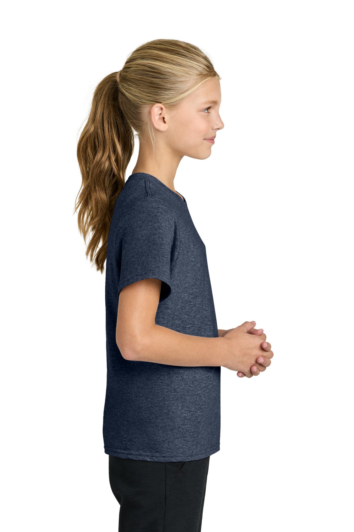 Port & Co Youth Easy Cotton Tee PC43Y - Heather Navy - side