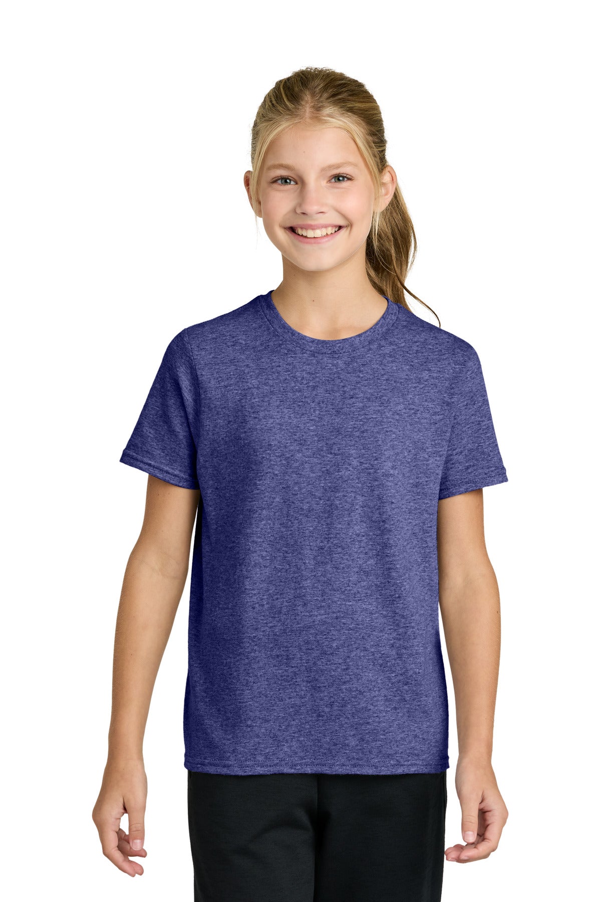 Port & Co Youth Easy Cotton Tee PC43Y - Heather Purple - front