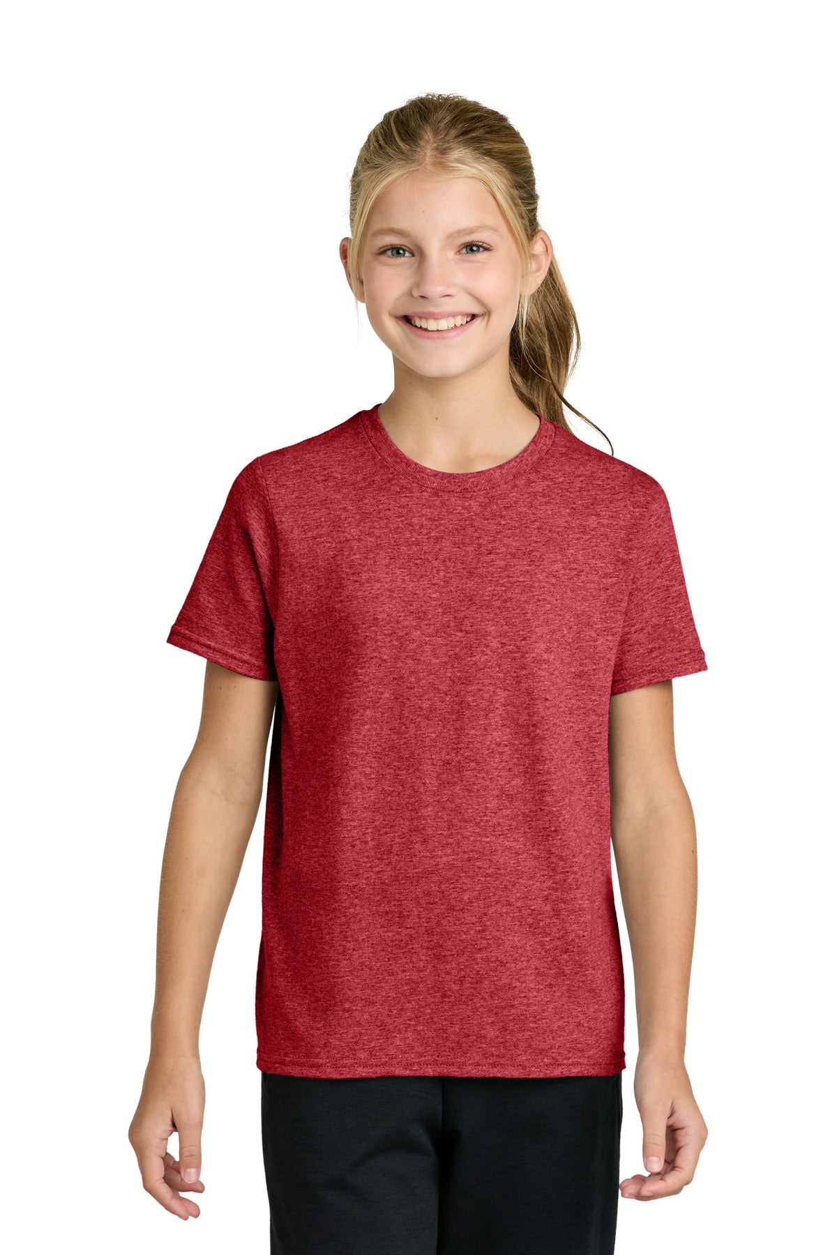 Port & Co Youth Easy Cotton Tee PC43Y - Heather Red - front