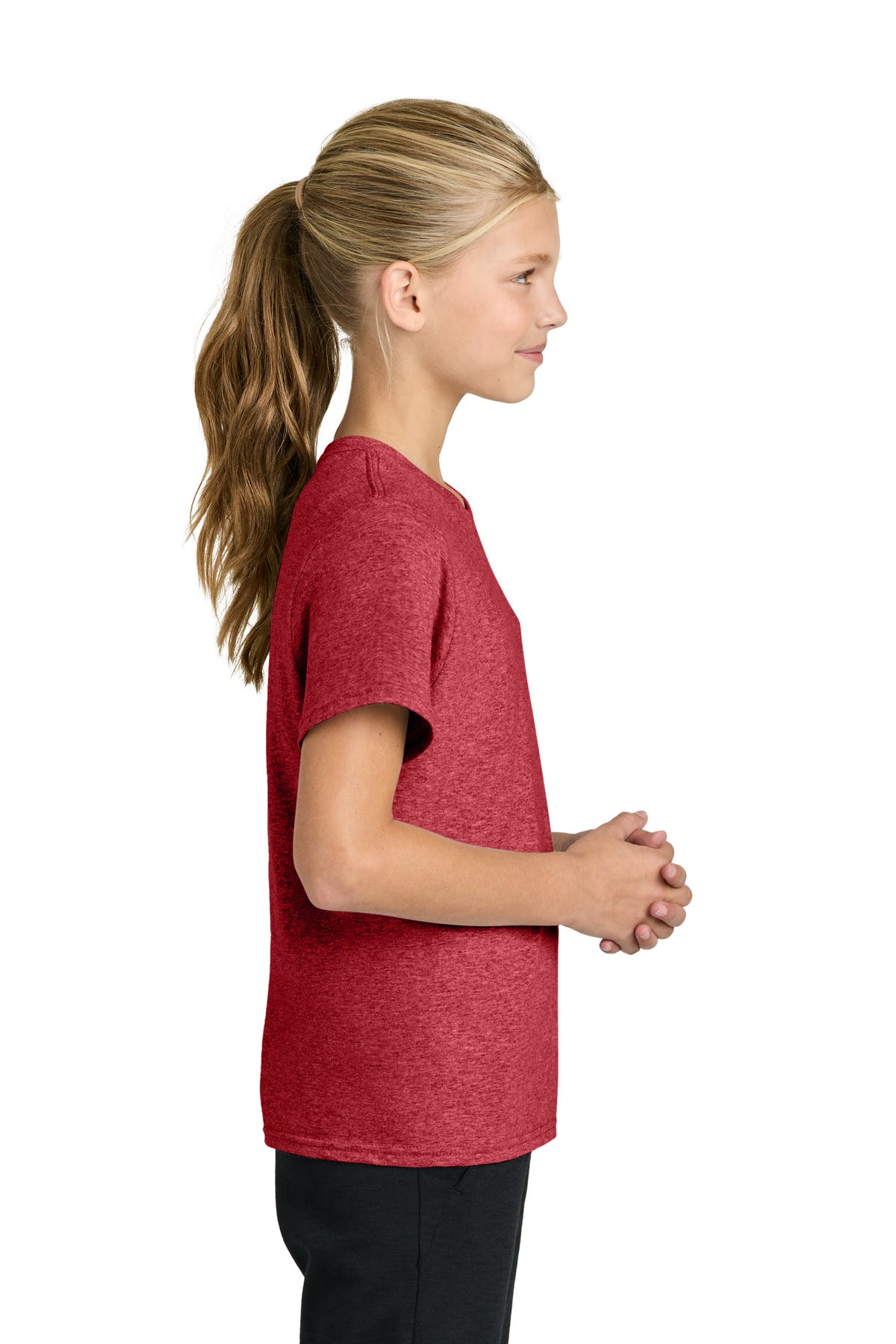 Port & Co Youth Easy Cotton Tee PC43Y - Heather Red - side