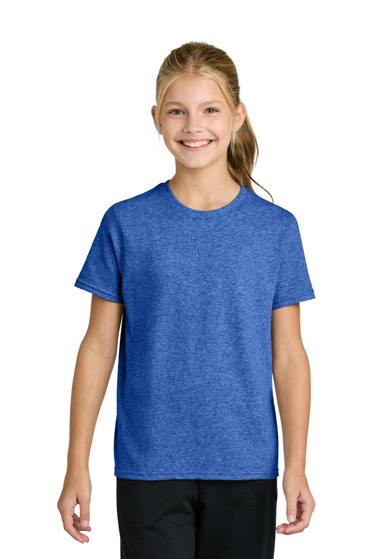 Port & Co Youth Easy Cotton Tee PC43Y - Heather Royal - front