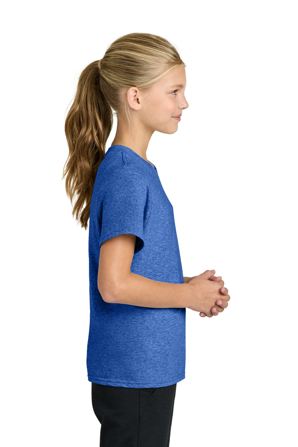 Port & Co Youth Easy Cotton Tee PC43Y - Heather Royal - side