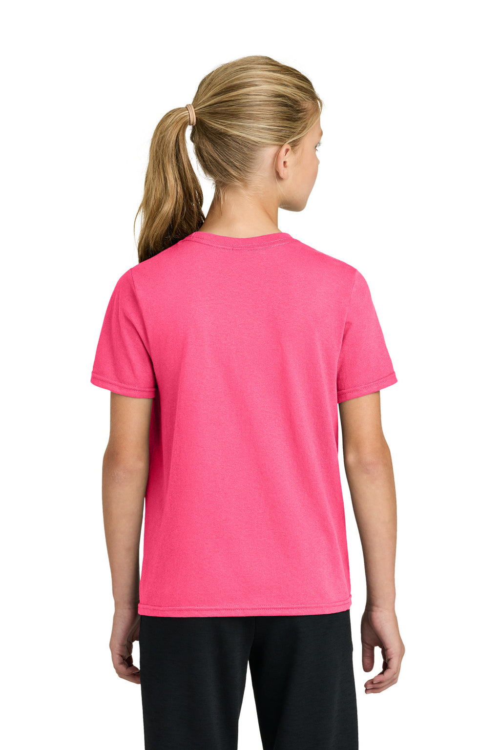 Port & Co Youth Easy Cotton Tee PC43Y - Neon Pink - back