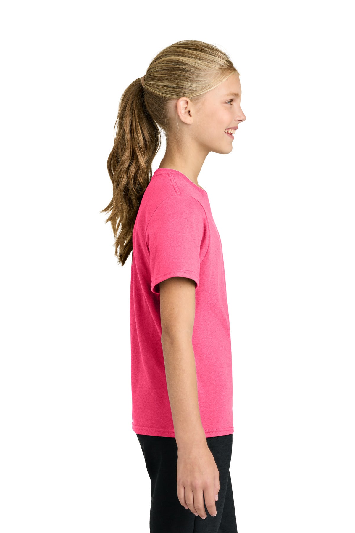 Port & Co Youth Easy Cotton Tee PC43Y - Neon Pink - side