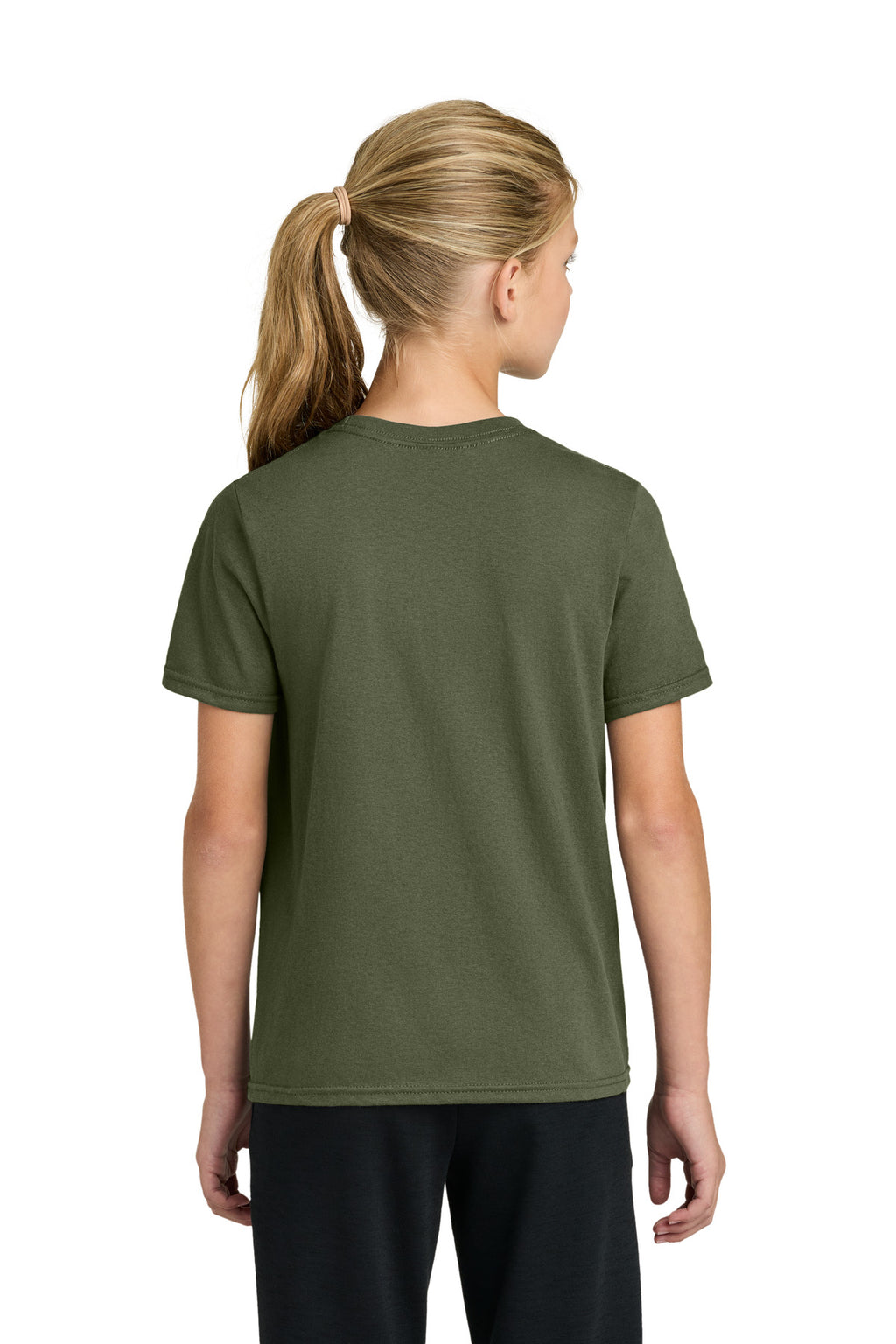 Port & Co Youth Easy Cotton Tee PC43Y - Olive Drab Green - back