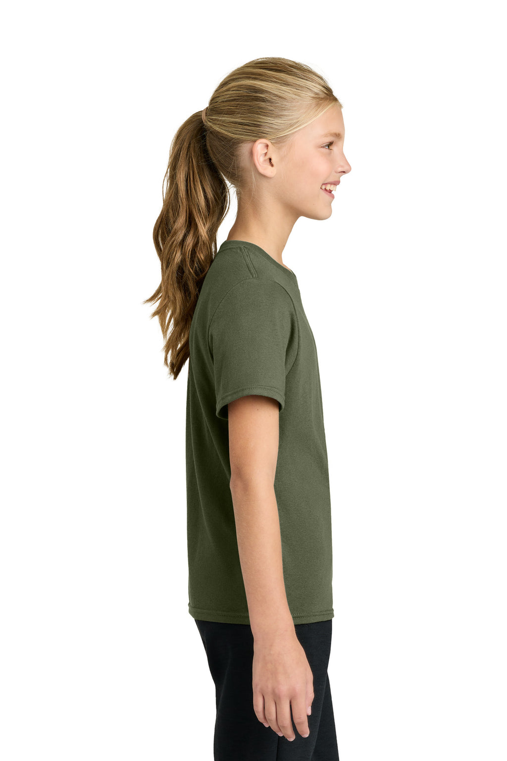 Port & Co Youth Easy Cotton Tee PC43Y - Olive Drab Green - side