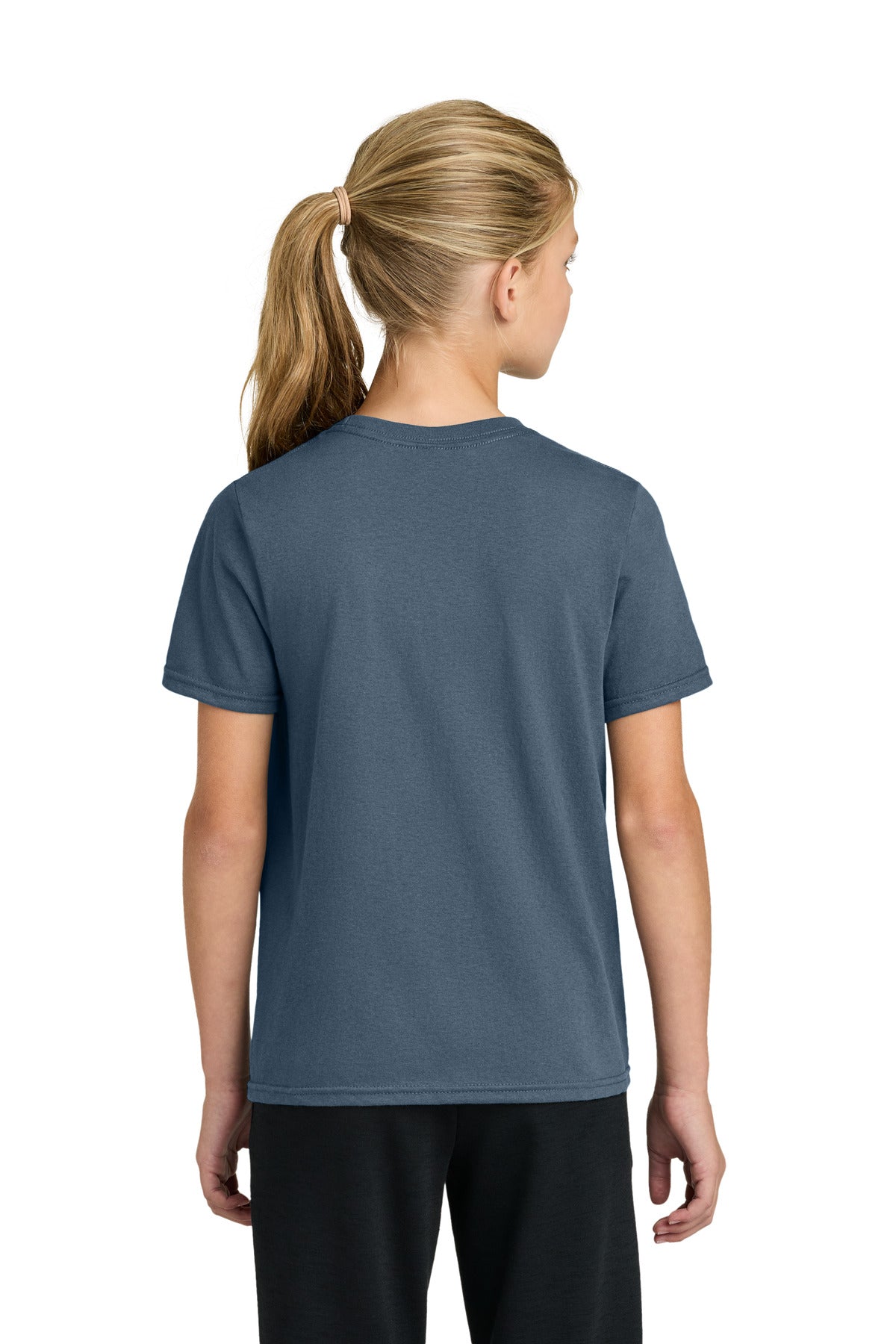 Port & Co Youth Easy Cotton Tee PC43Y - Steel Blue - back