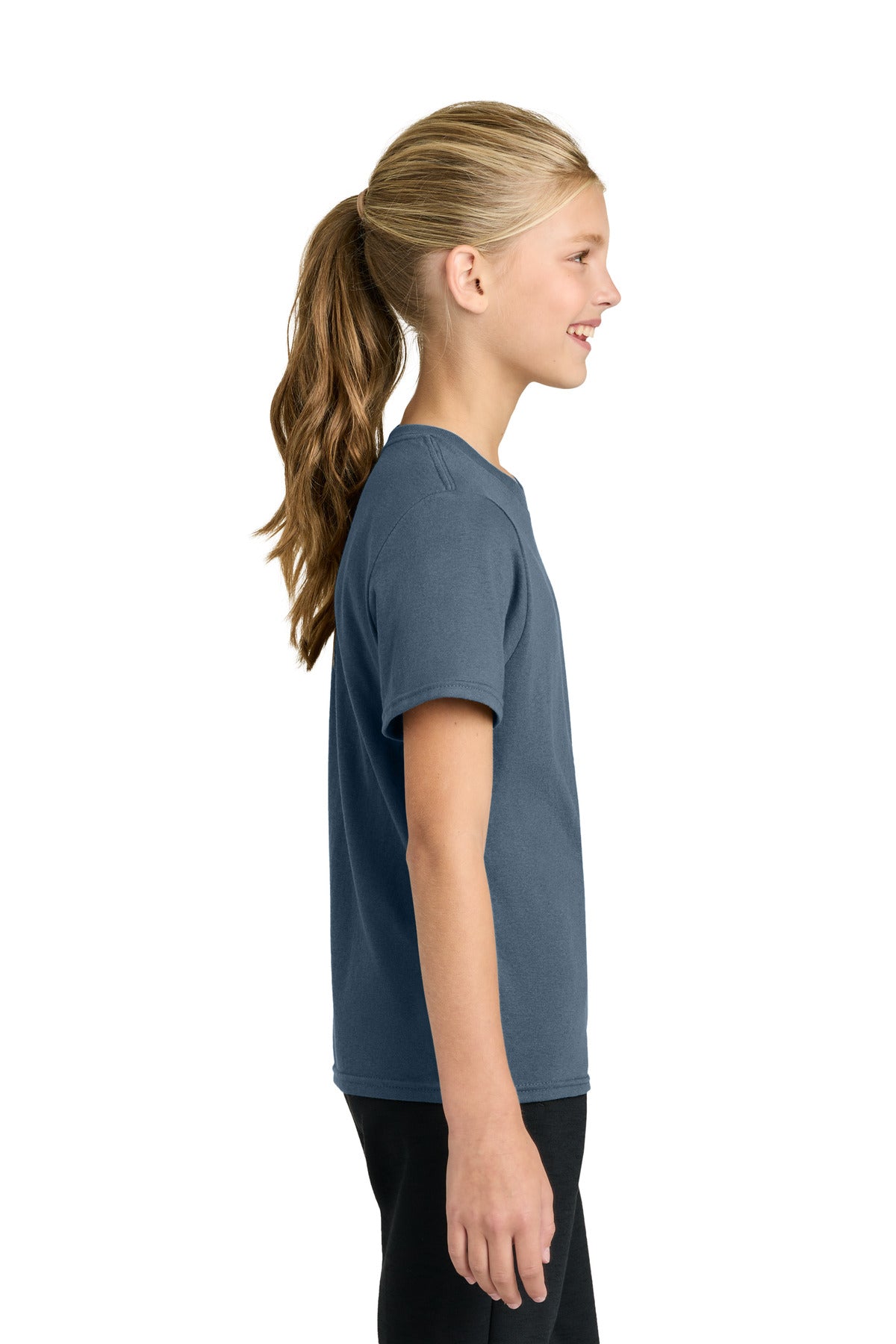 Port & Co Youth Easy Cotton Tee PC43Y - Steel Blue - side