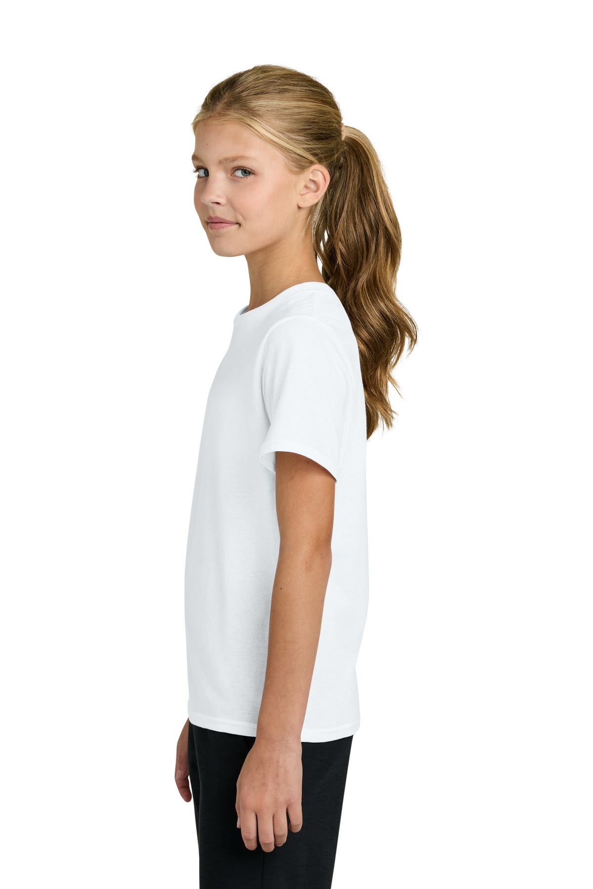 Port & Co Youth Easy Cotton Tee PC43Y - White - side