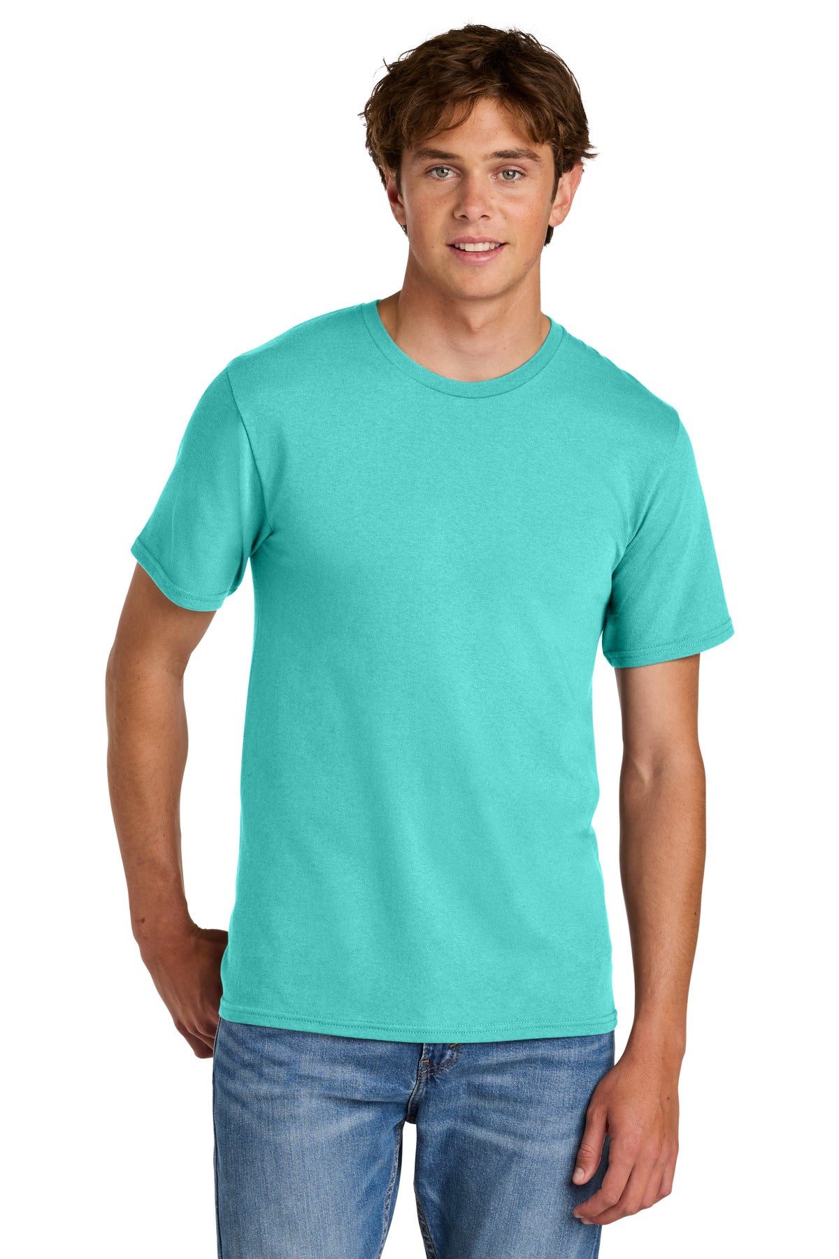 Port & Co Easy Cotton Tee PC43 - Aqua - front