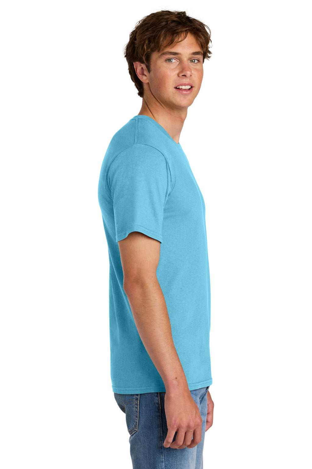 Port & Co Easy Cotton Tee PC43 - Aquatic Blue - side