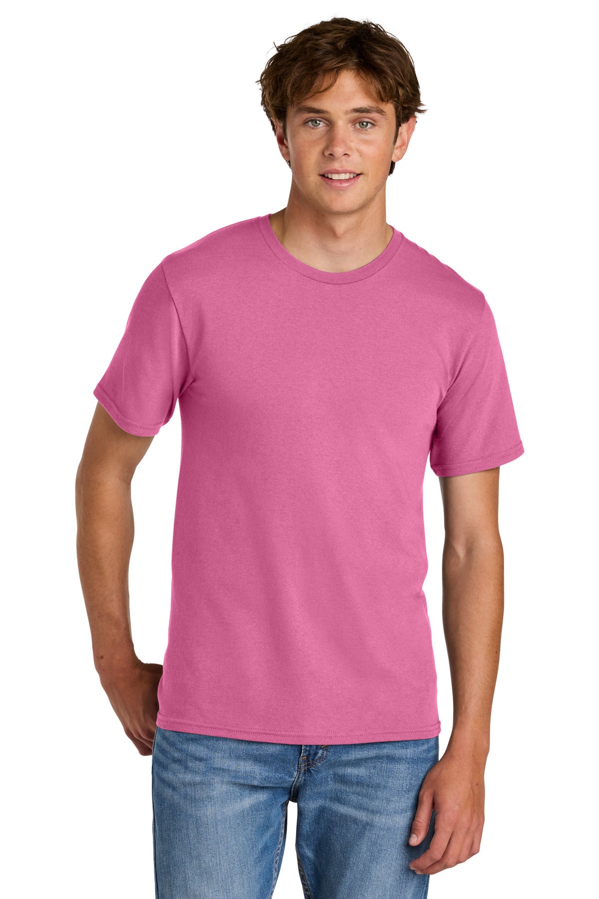 Port & Co Easy Cotton Tee PC43 - Awareness Pink - front