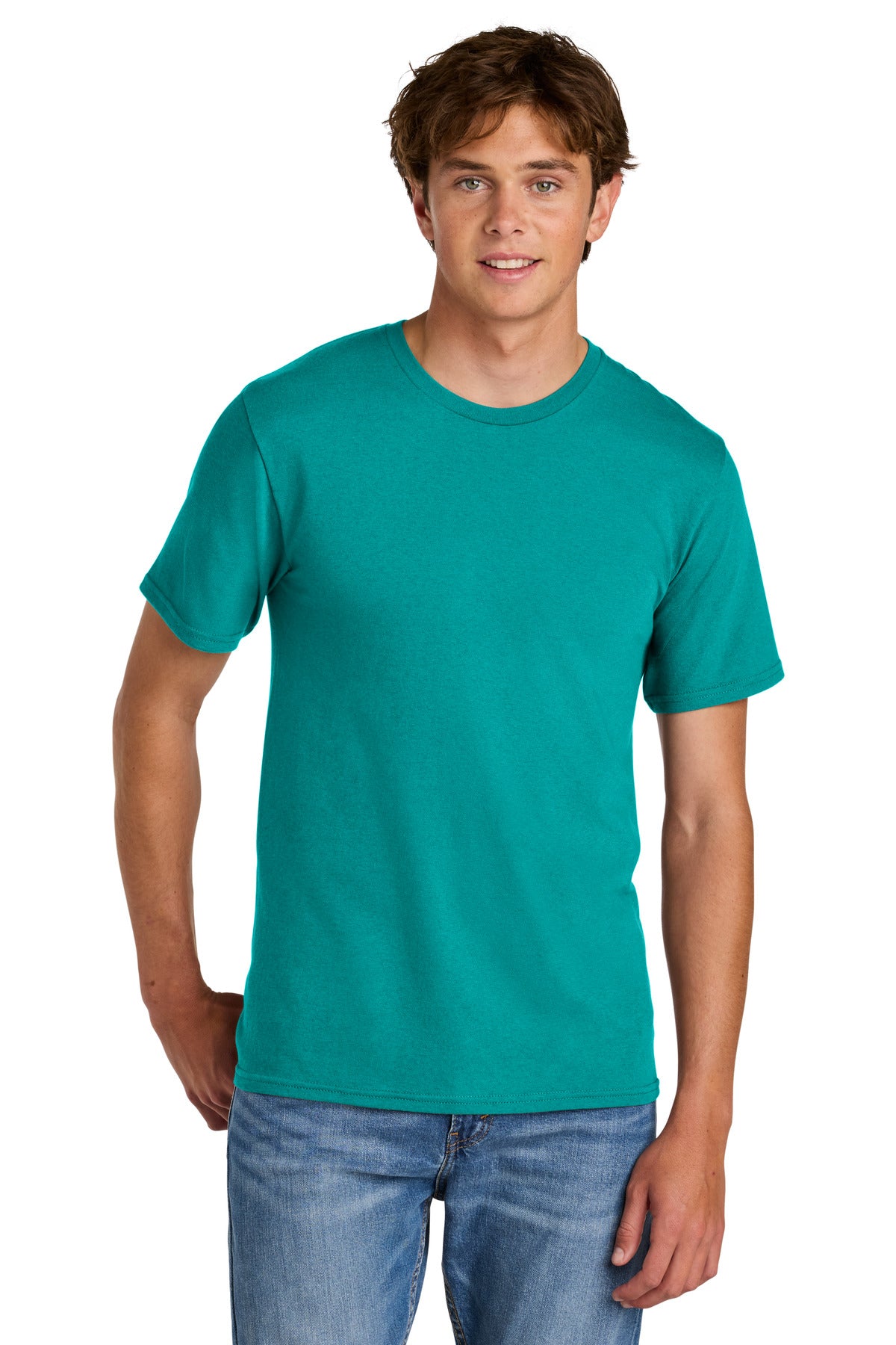Port & Co Easy Cotton Tee PC43 - Bright Aqua - front