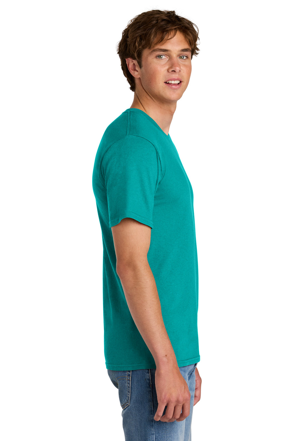 Port & Co Easy Cotton Tee PC43 - Bright Aqua - side