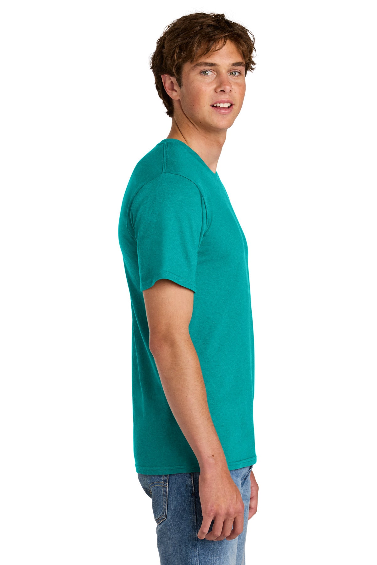 Port & Co Easy Cotton Tee PC43 - Bright Aqua - side