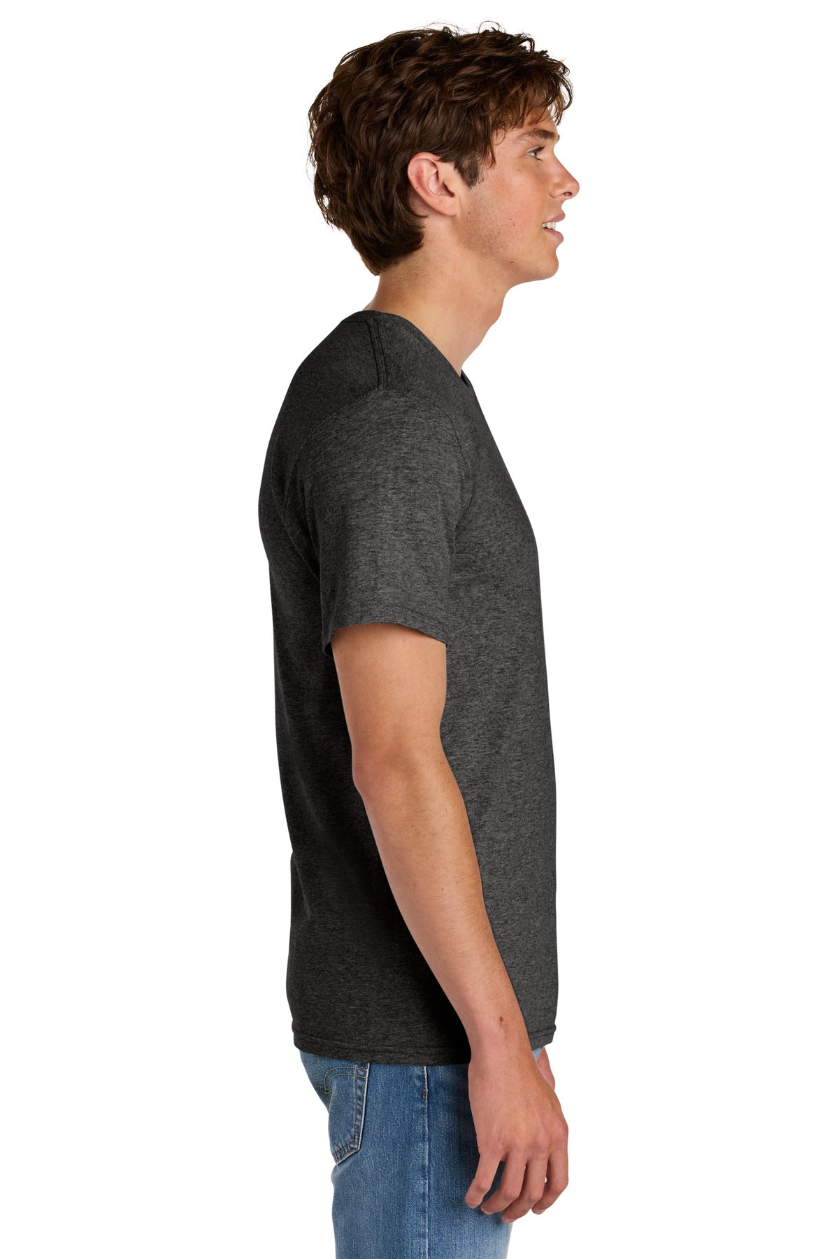 Port & Co Easy Cotton Tee PC43 - Dark Heather Grey - side