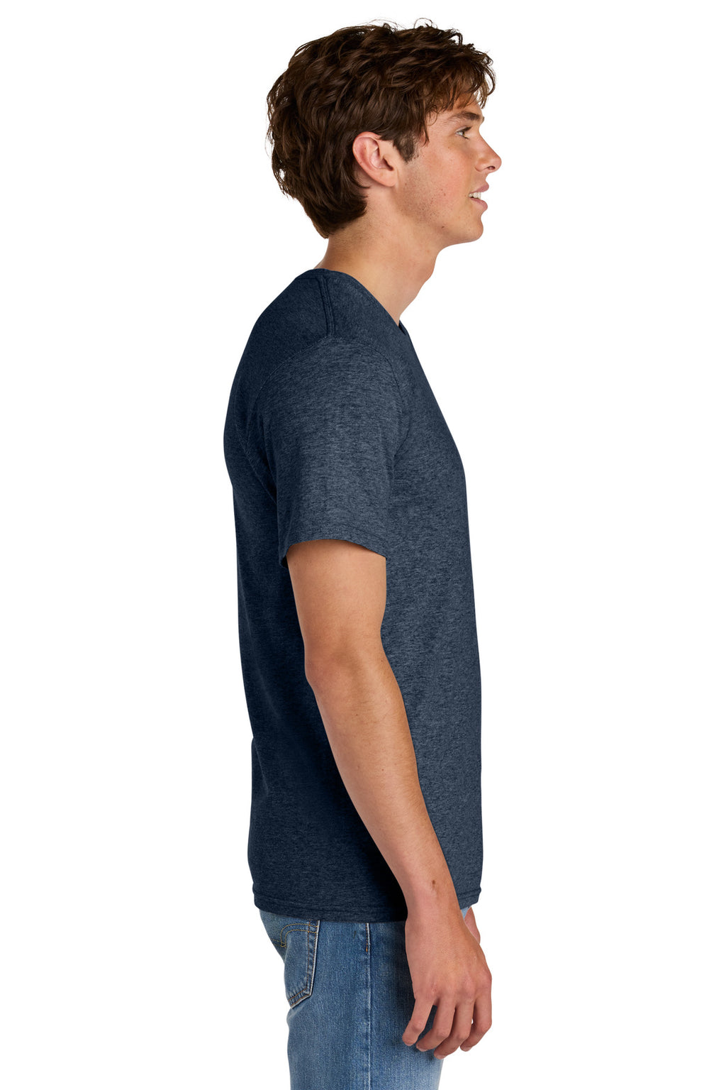 Port & Co Easy Cotton Tee PC43 - Heather Navy - side