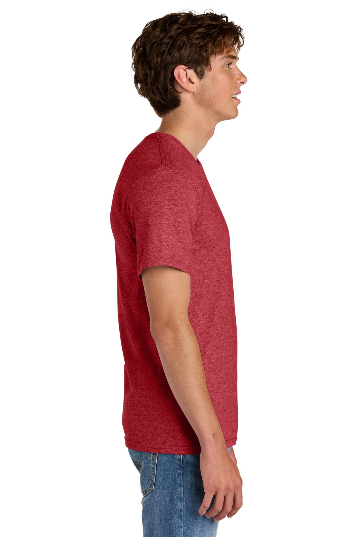 Port & Co Easy Cotton Tee PC43 - Heather Red - side