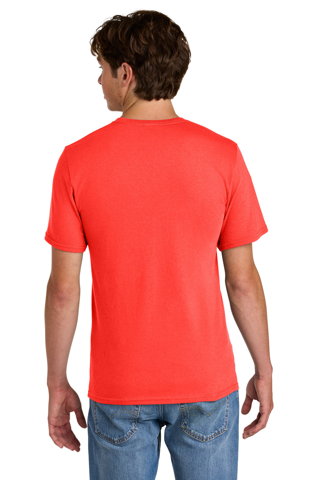 Port & Co Easy Cotton Tee PC43 - Neon Electric Coral - back