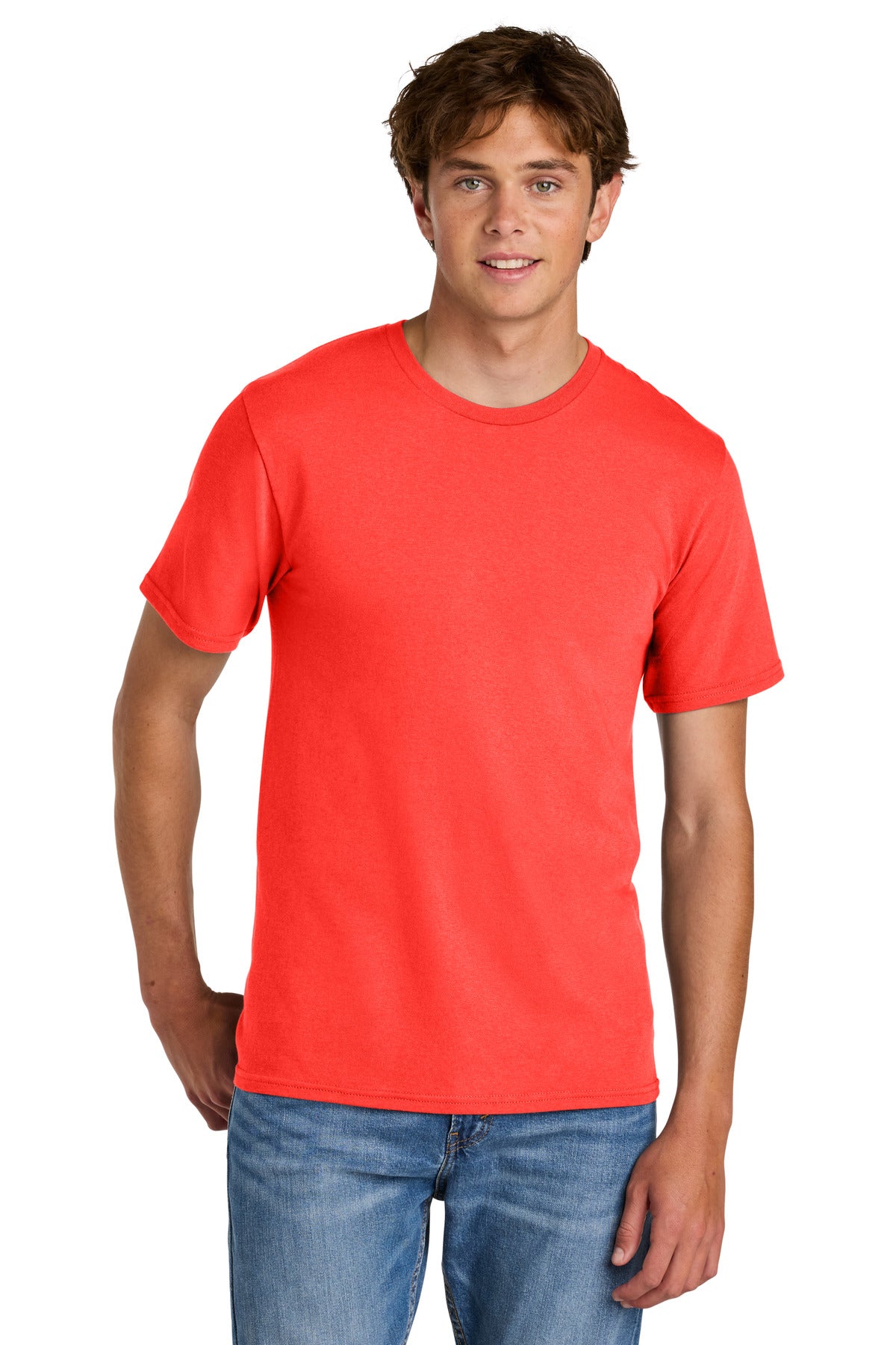 Port & Co Easy Cotton Tee PC43 - Neon Electric Coral - front