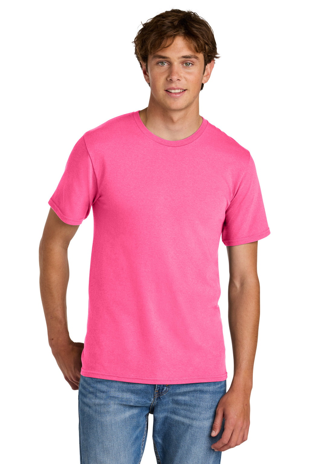 Port & Co Easy Cotton Tee PC43 - Neon Pink - front