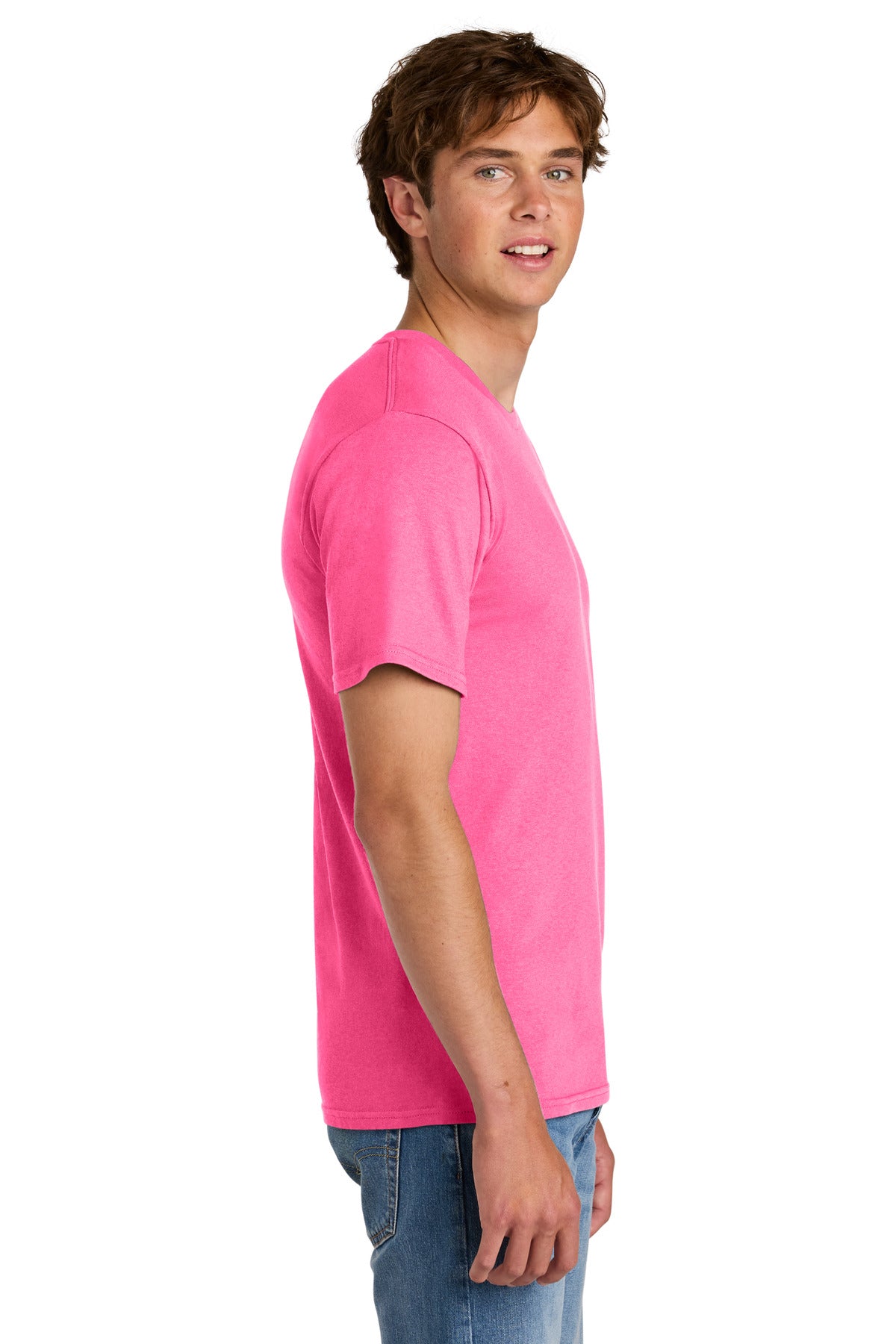 Port & Co Easy Cotton Tee PC43 - Neon Pink - side