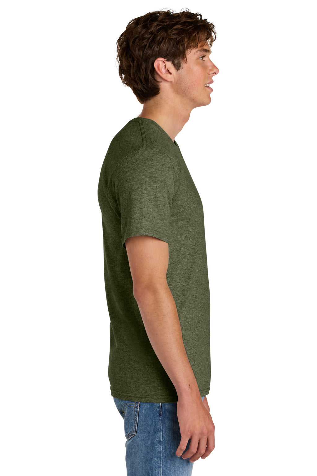 Port & Co Easy Cotton Tee PC43 - Olive Drab Green Heather - side