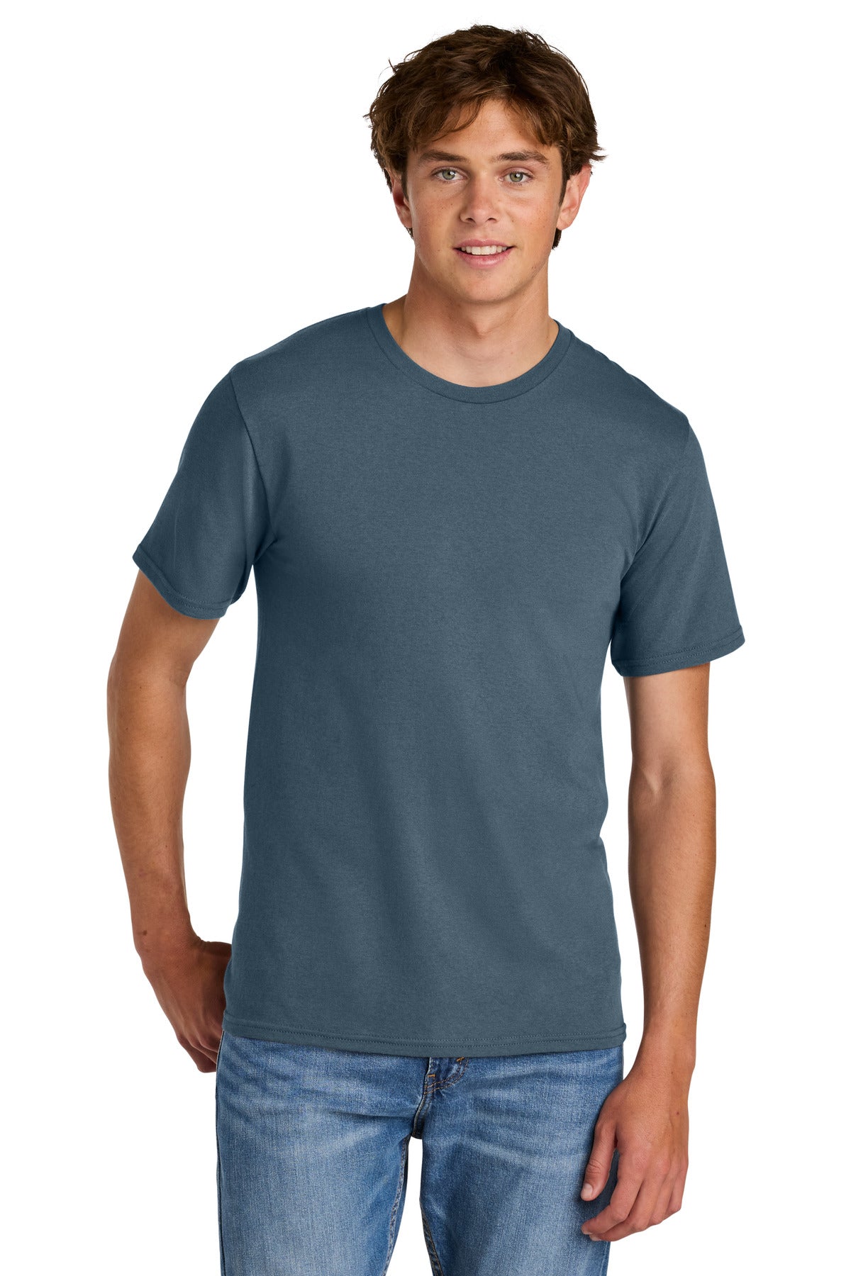 Port & Co Easy Cotton Tee PC43 - Steel Blue - front