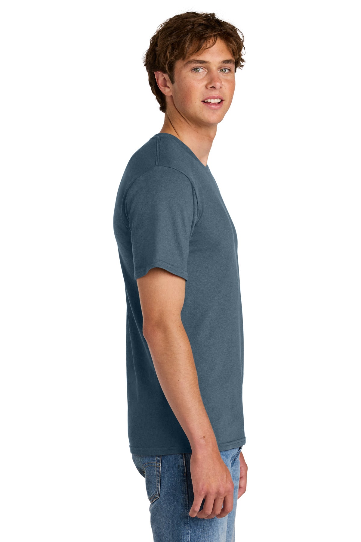 Port & Co Easy Cotton Tee PC43 - Steel Blue - side