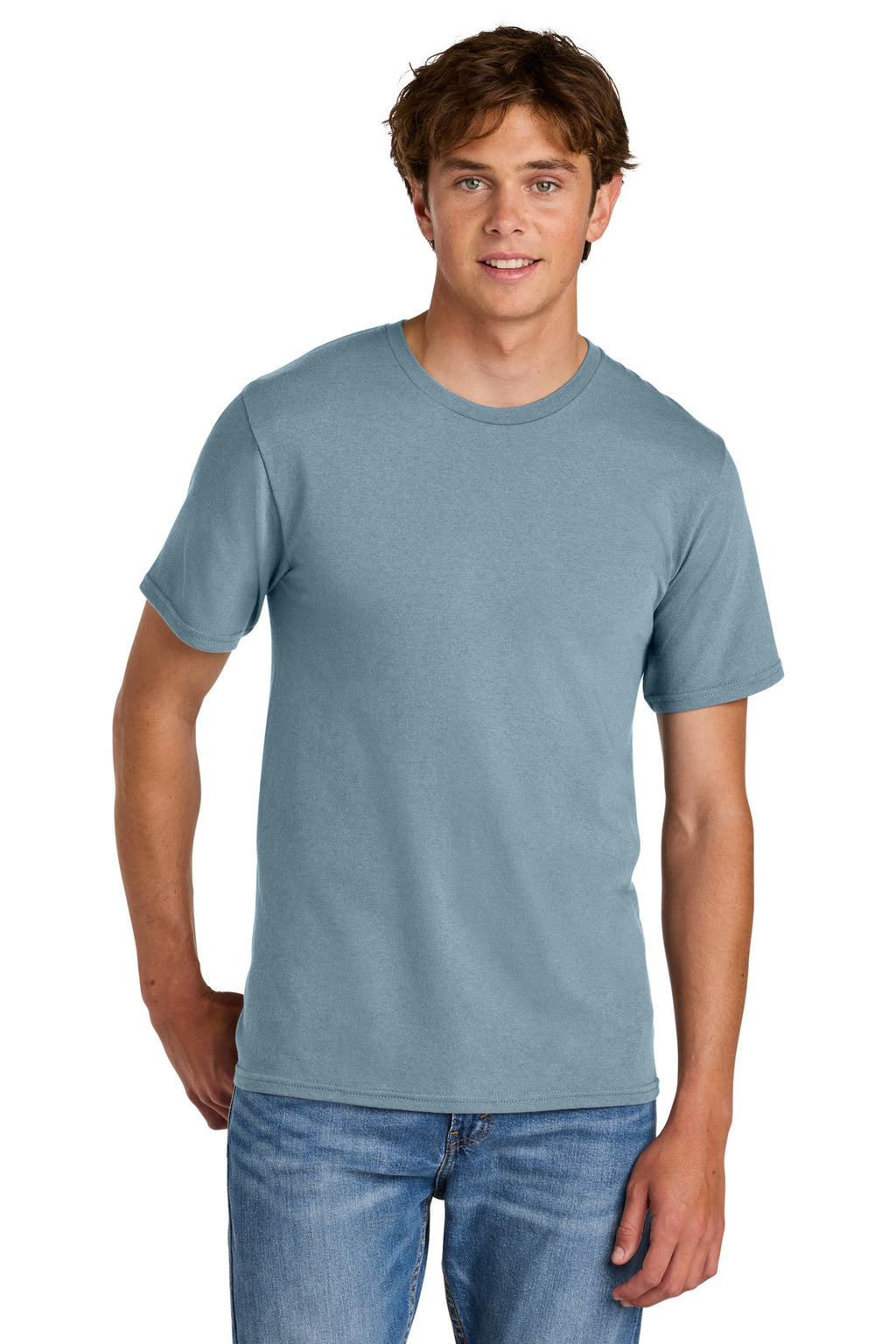 Port & Co Easy Cotton Tee PC43 - Stonewashed Blue - front