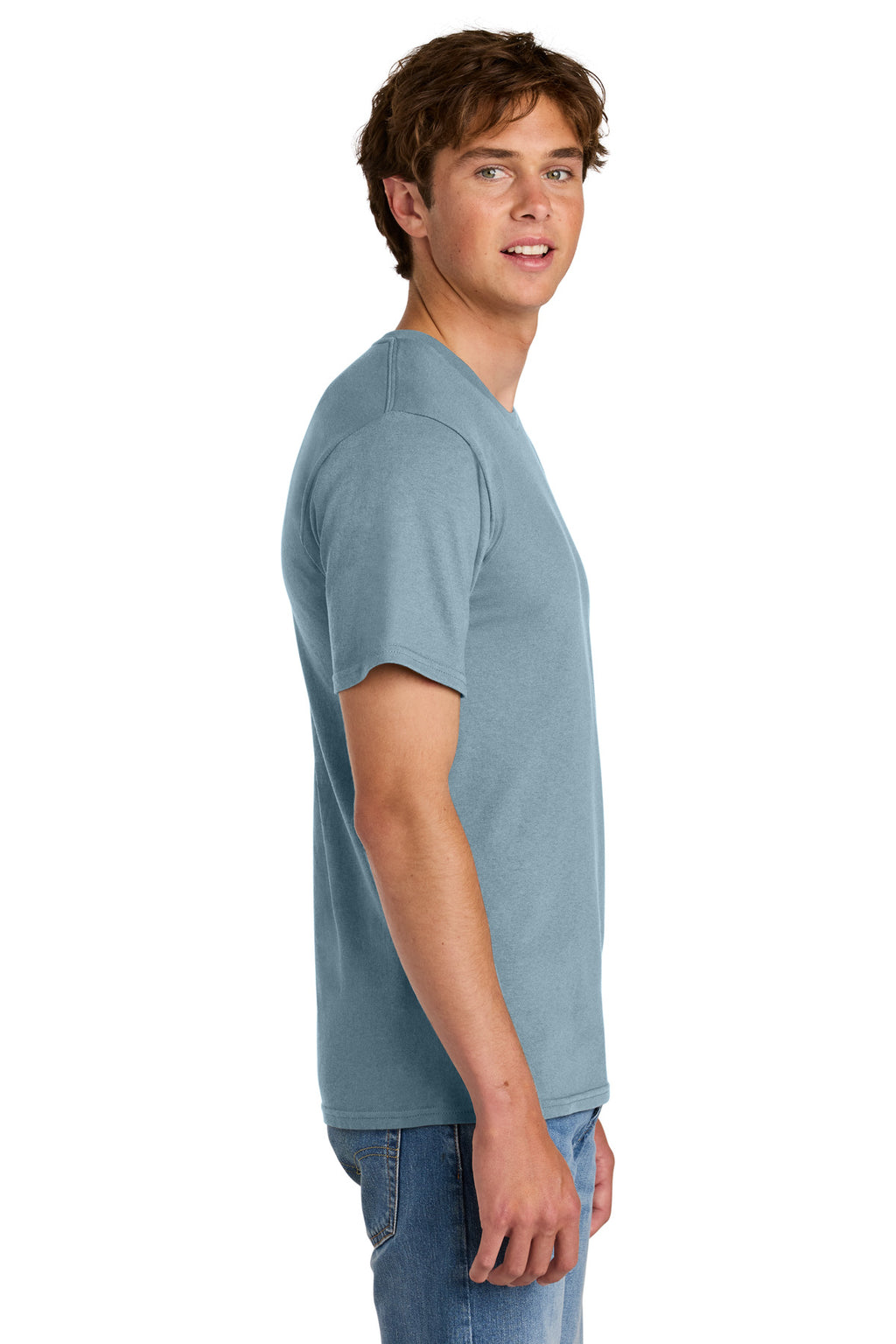 Port & Co Easy Cotton Tee PC43 - Stonewashed Blue - side