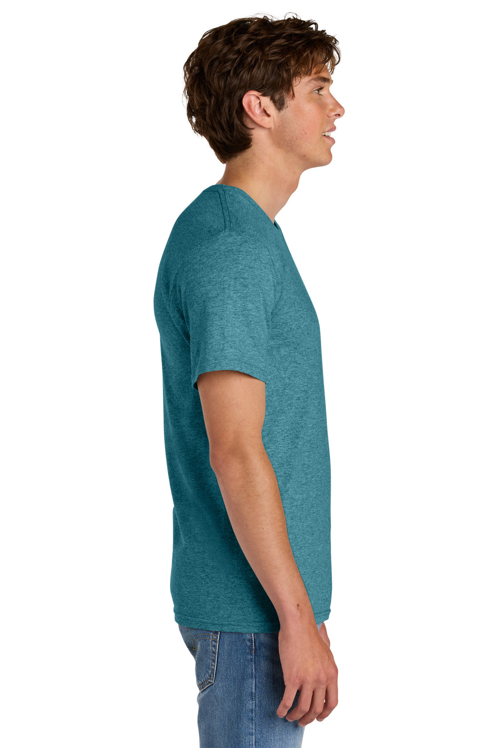 Port & Co Easy Cotton Tee PC43 - Vivid Teal Heather - side