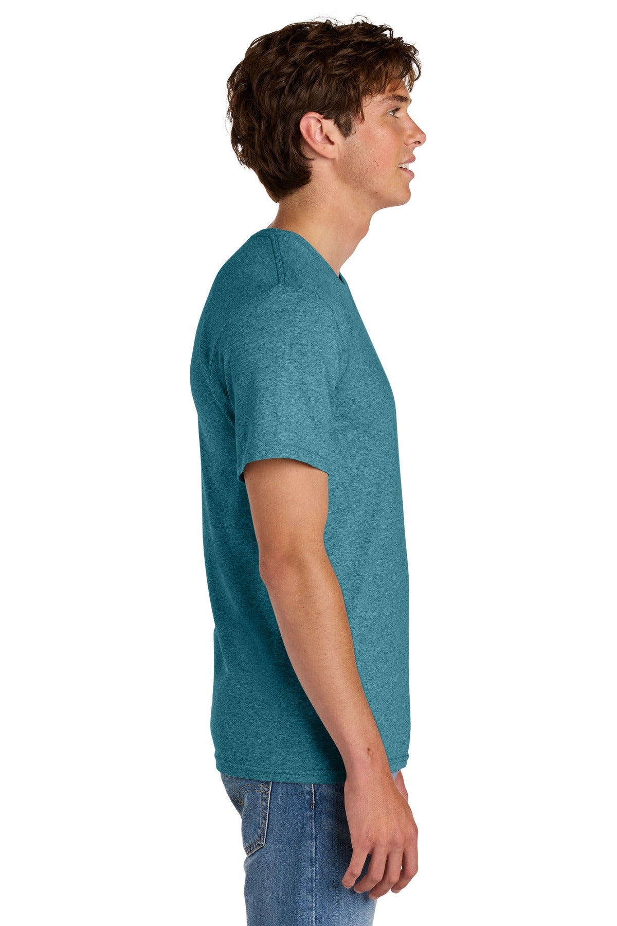 Port & Co Easy Cotton Tee PC43 - Vivid Teal Heather - side