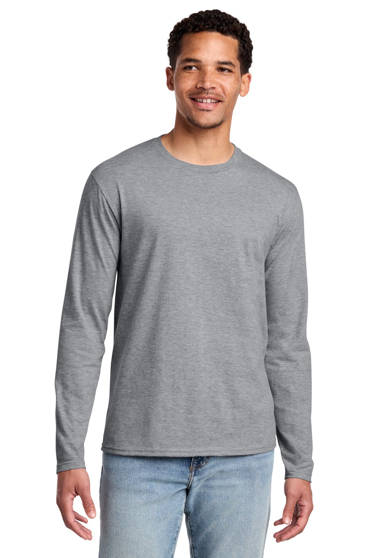 Port & Co Long Sleeve Fan Favorite Tee. PC450LS - Athletic Heather - front