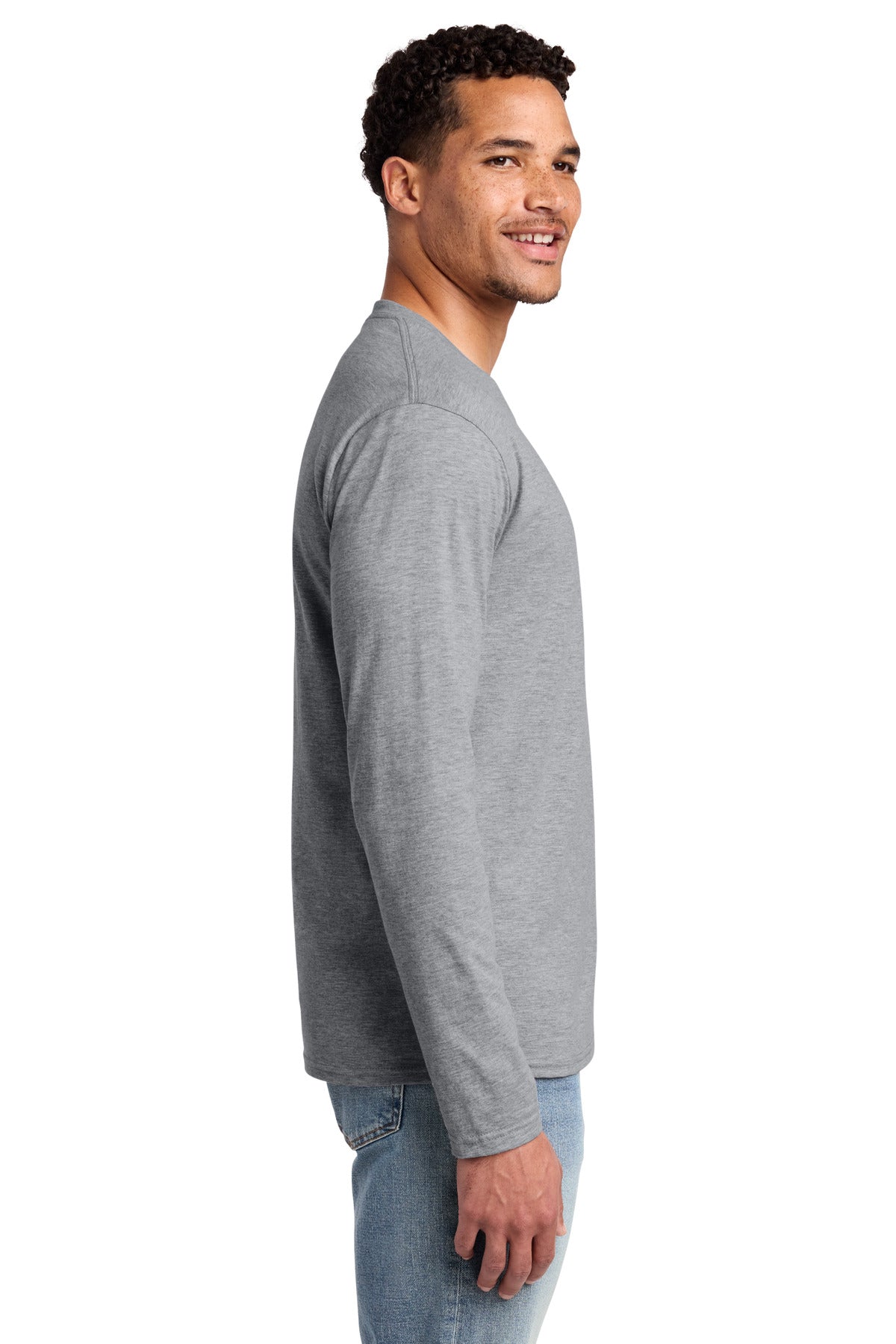 Port & Co Long Sleeve Fan Favorite Tee. PC450LS - Athletic Heather - side