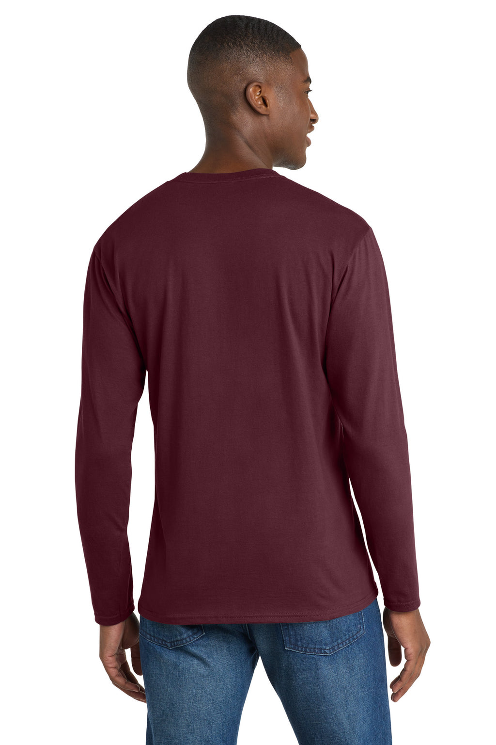 Port & Co Long Sleeve Fan Favorite Tee. PC450LS - Athletic Maroon - back
