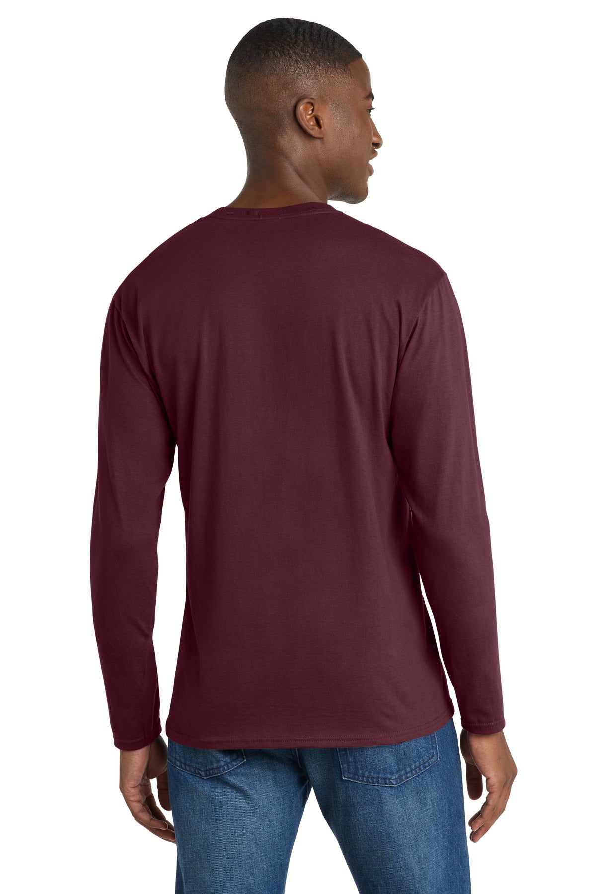 Port & Co Long Sleeve Fan Favorite Tee. PC450LS - Athletic Maroon - back