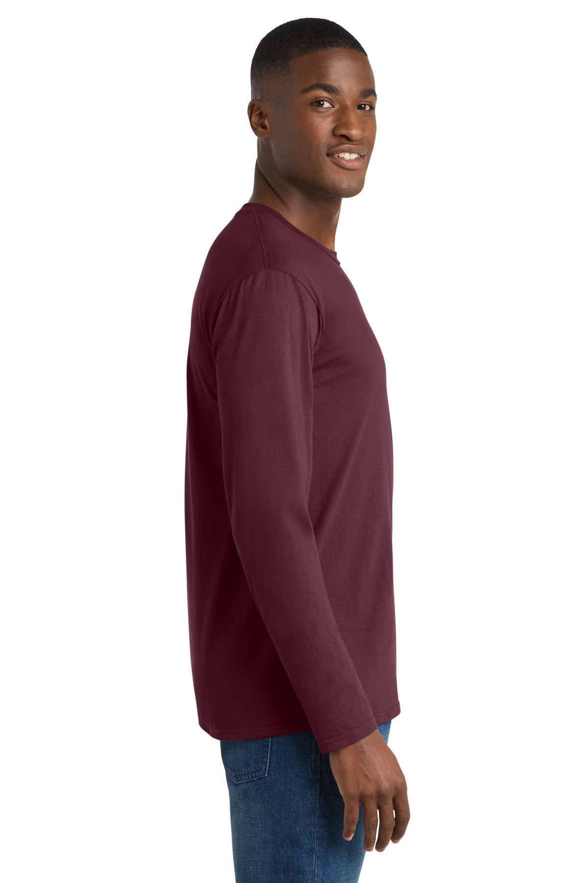 Port & Co Long Sleeve Fan Favorite Tee. PC450LS - Athletic Maroon - side