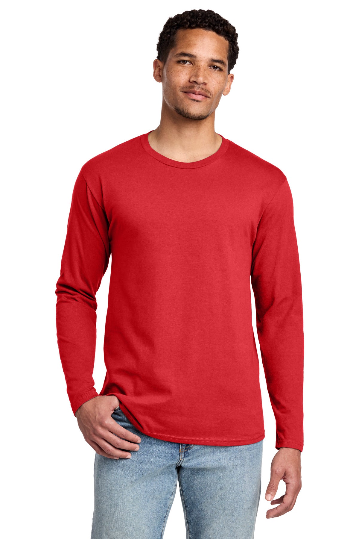 Port & Co Long Sleeve Fan Favorite Tee. PC450LS - Bright Red - front