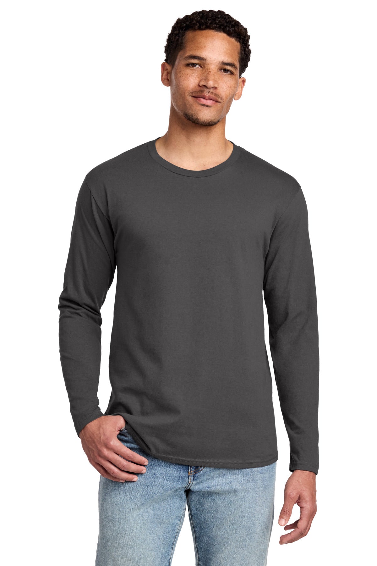 Port & Co Long Sleeve Fan Favorite Tee. PC450LS - Charcoal - front