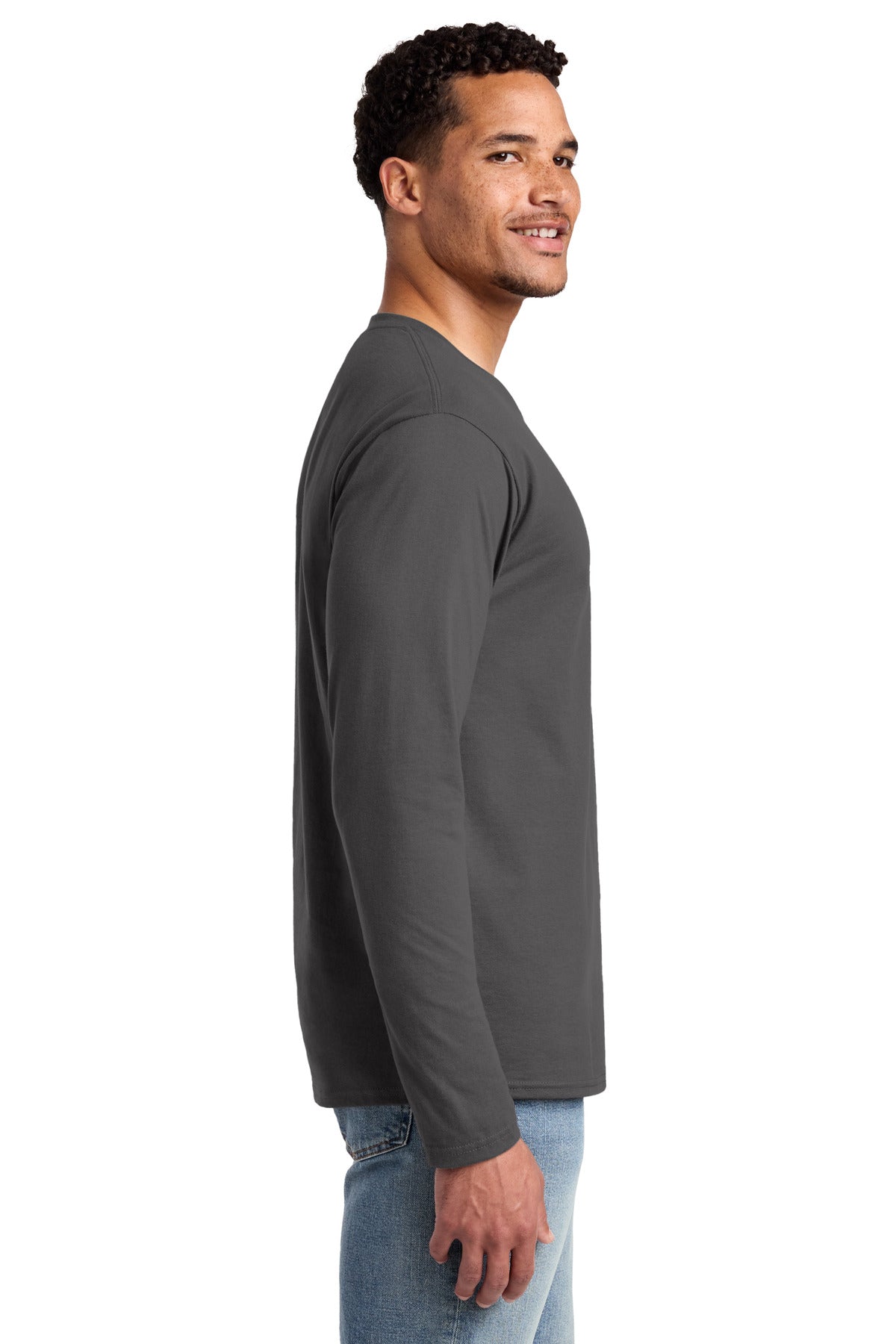 Port & Co Long Sleeve Fan Favorite Tee. PC450LS - Charcoal - side