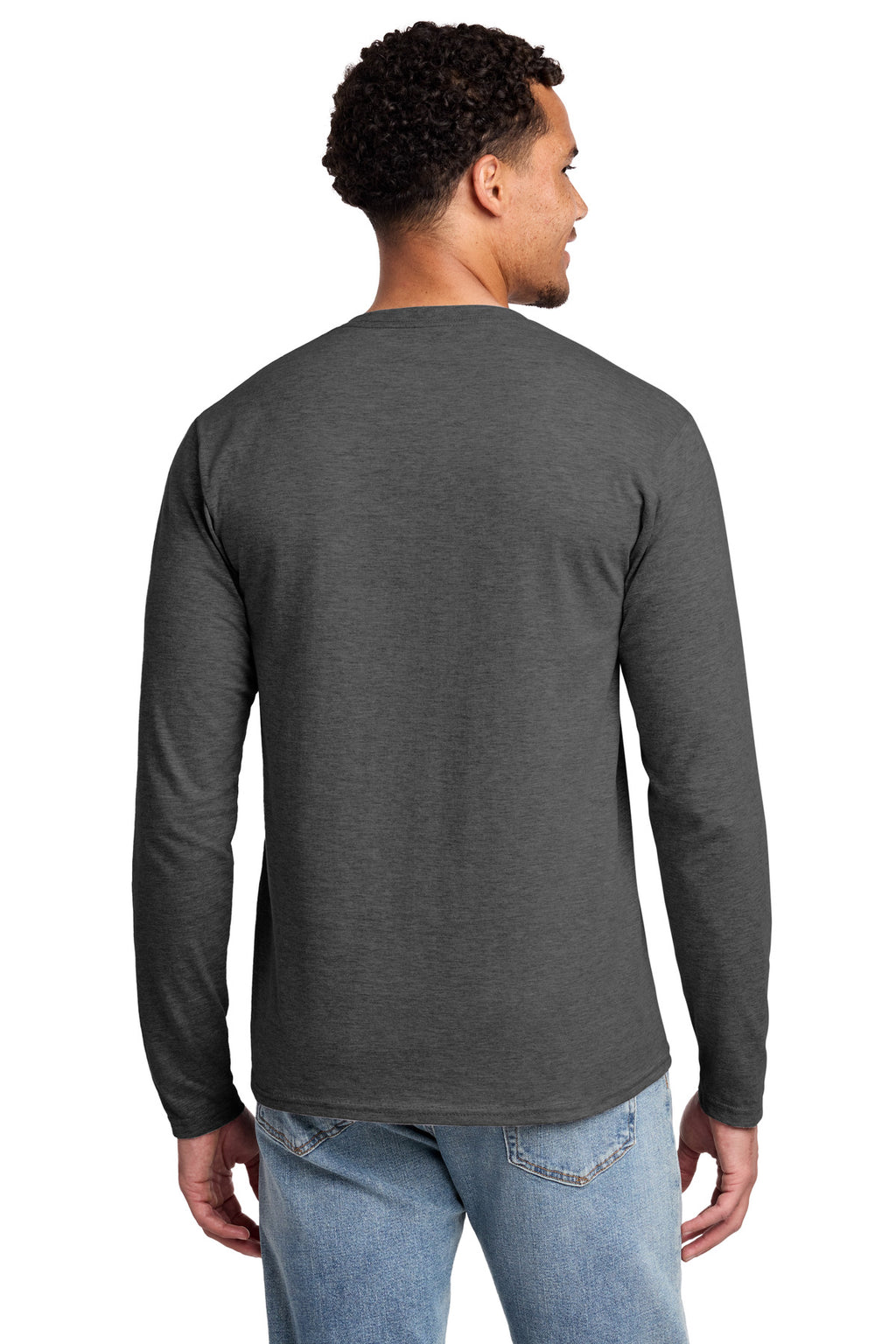 Port & Co Long Sleeve Fan Favorite Tee. PC450LS - Dark Heather Grey - back