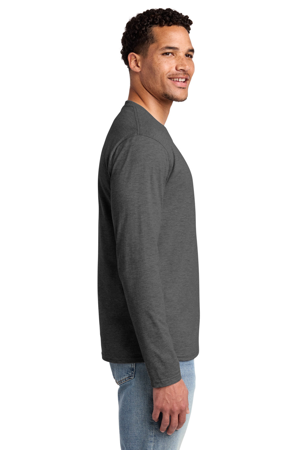Port & Co Long Sleeve Fan Favorite Tee. PC450LS - Dark Heather Grey - side