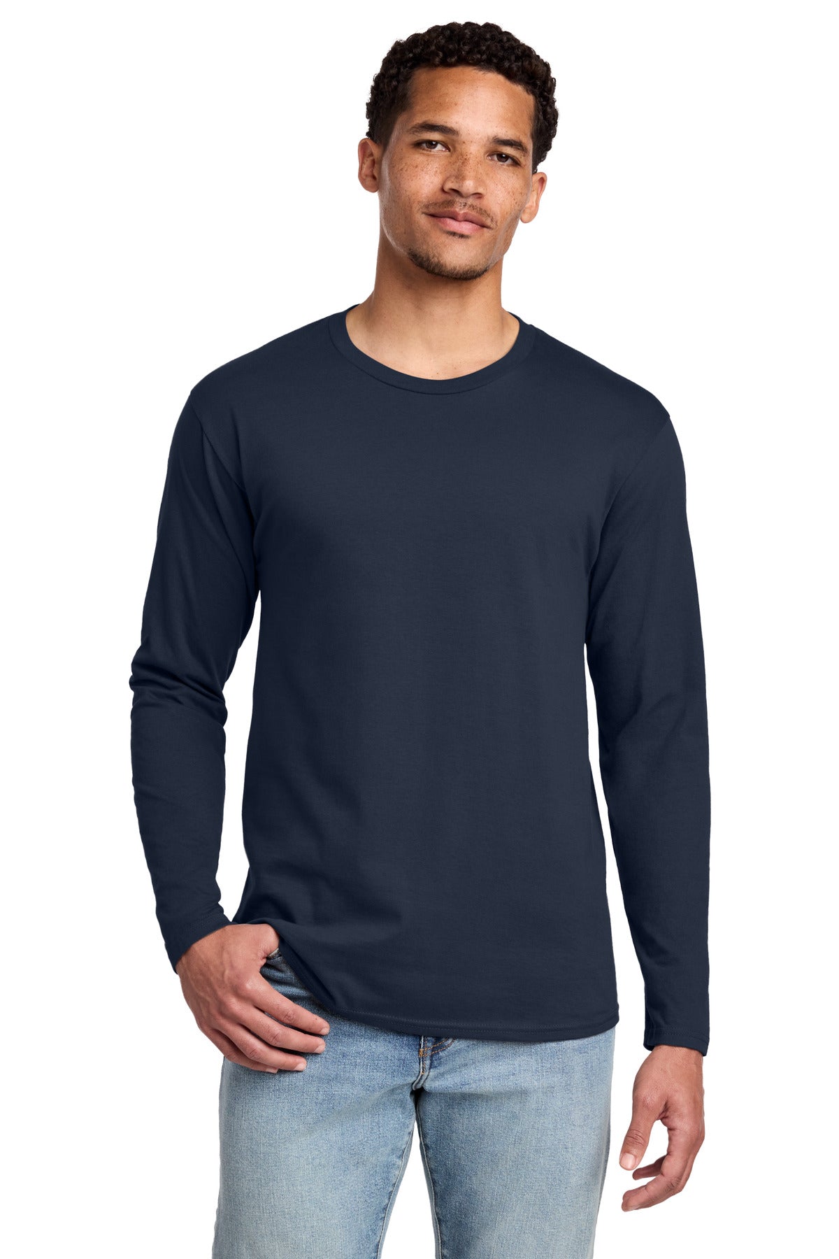 Port & Co Long Sleeve Fan Favorite Tee. PC450LS - Deep Navy - front