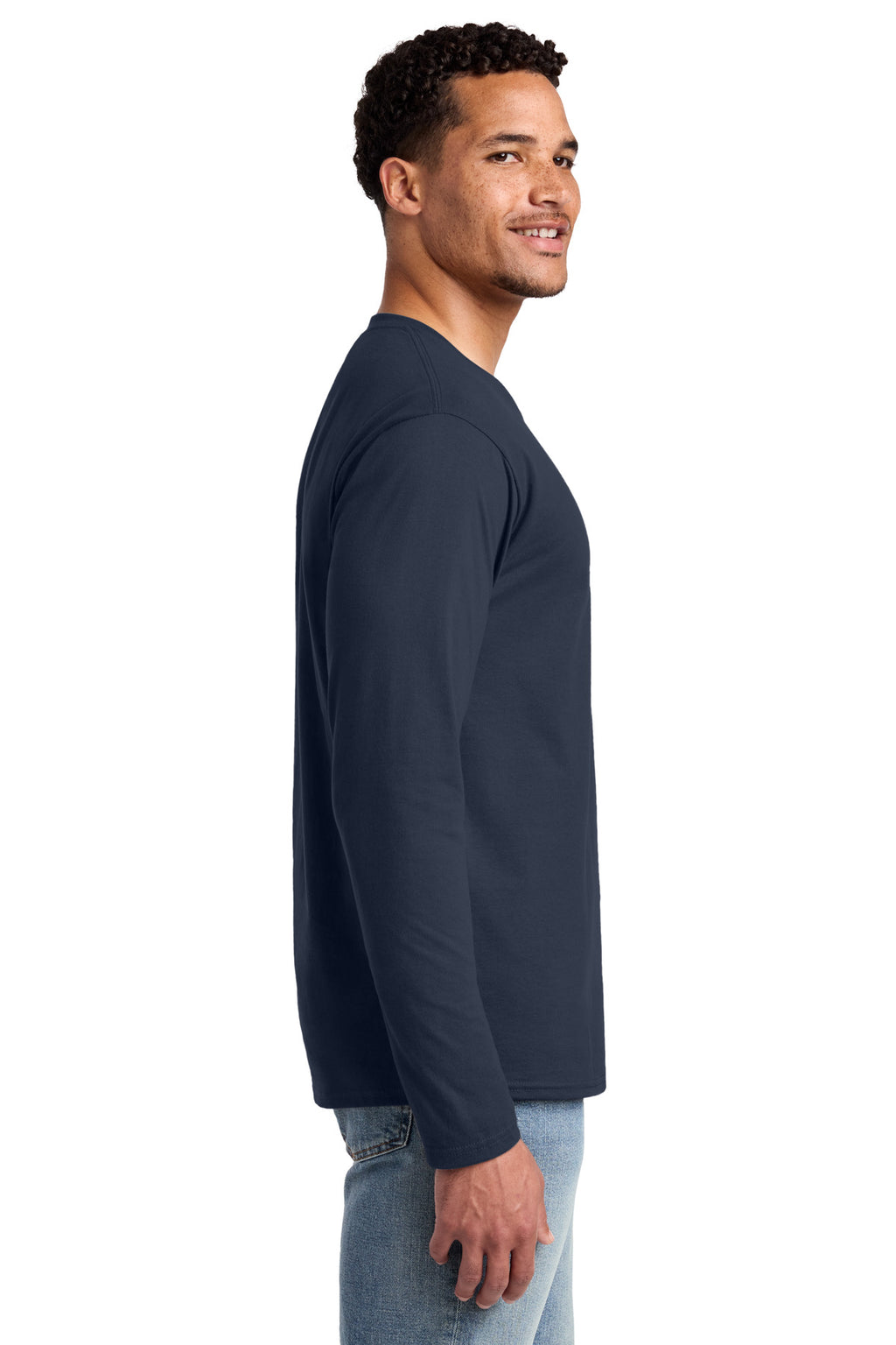 Port & Co Long Sleeve Fan Favorite Tee. PC450LS - Deep Navy - side