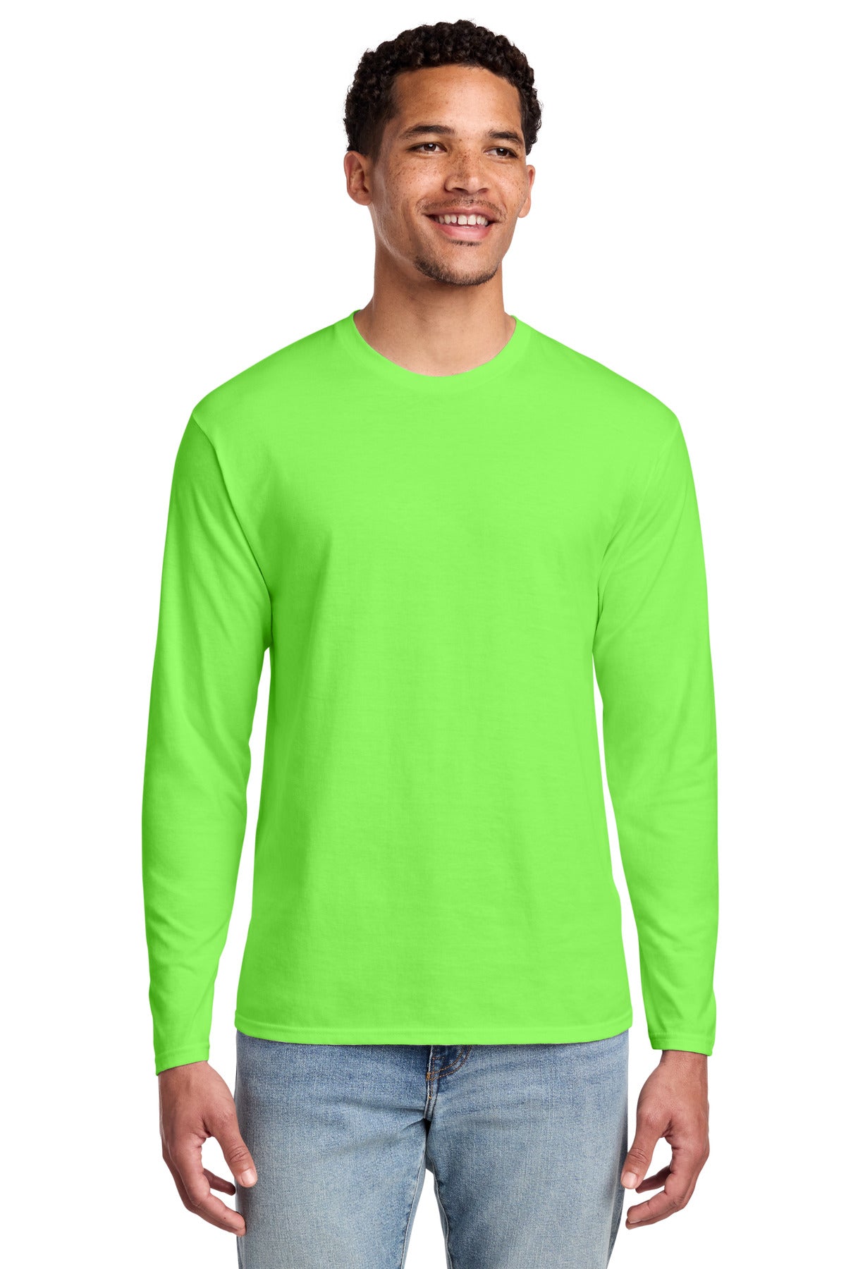 Port & Co Long Sleeve Fan Favorite Tee. PC450LS - Flash Green - front