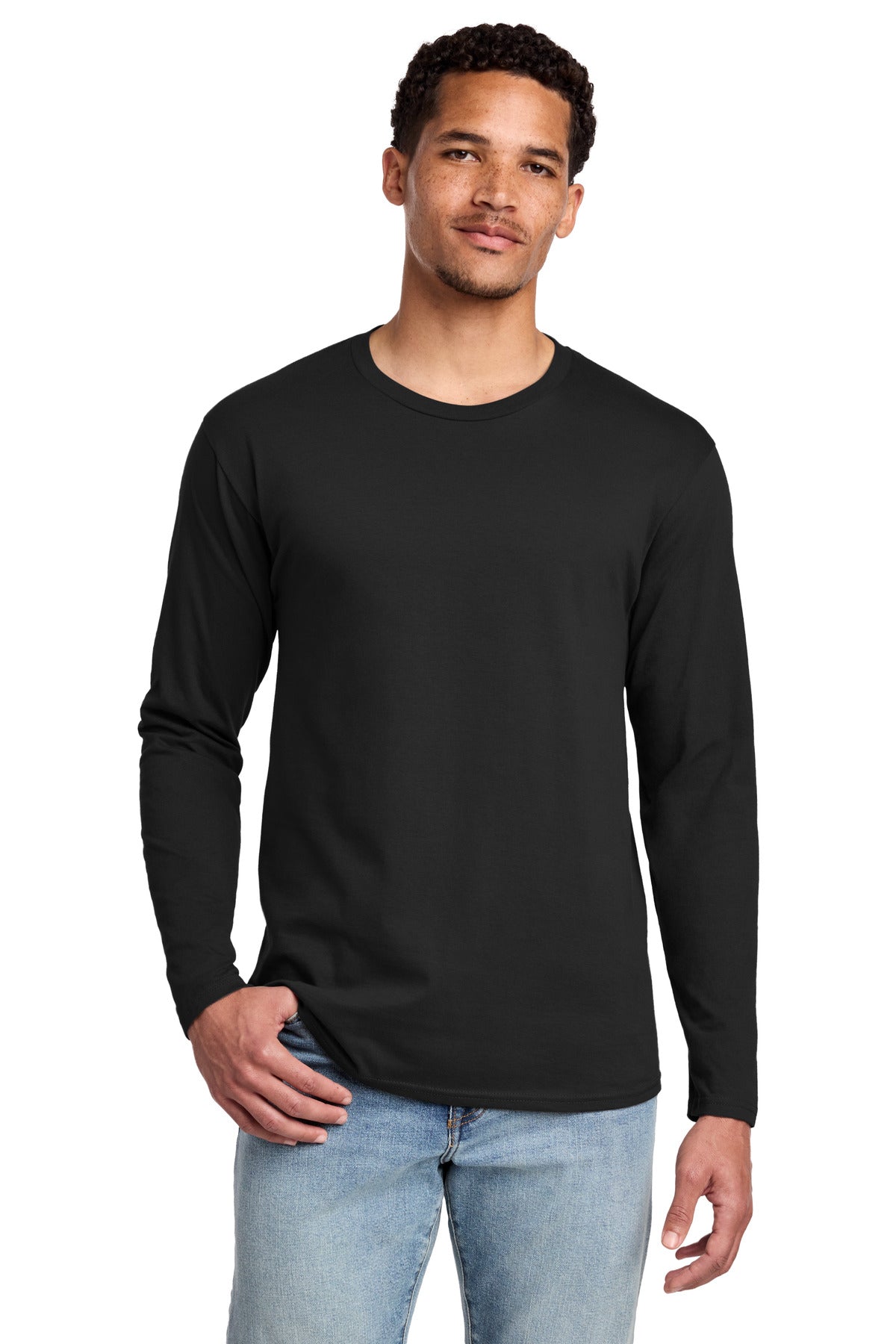 Port & Co Long Sleeve Fan Favorite Tee. PC450LS - Jet Black - front